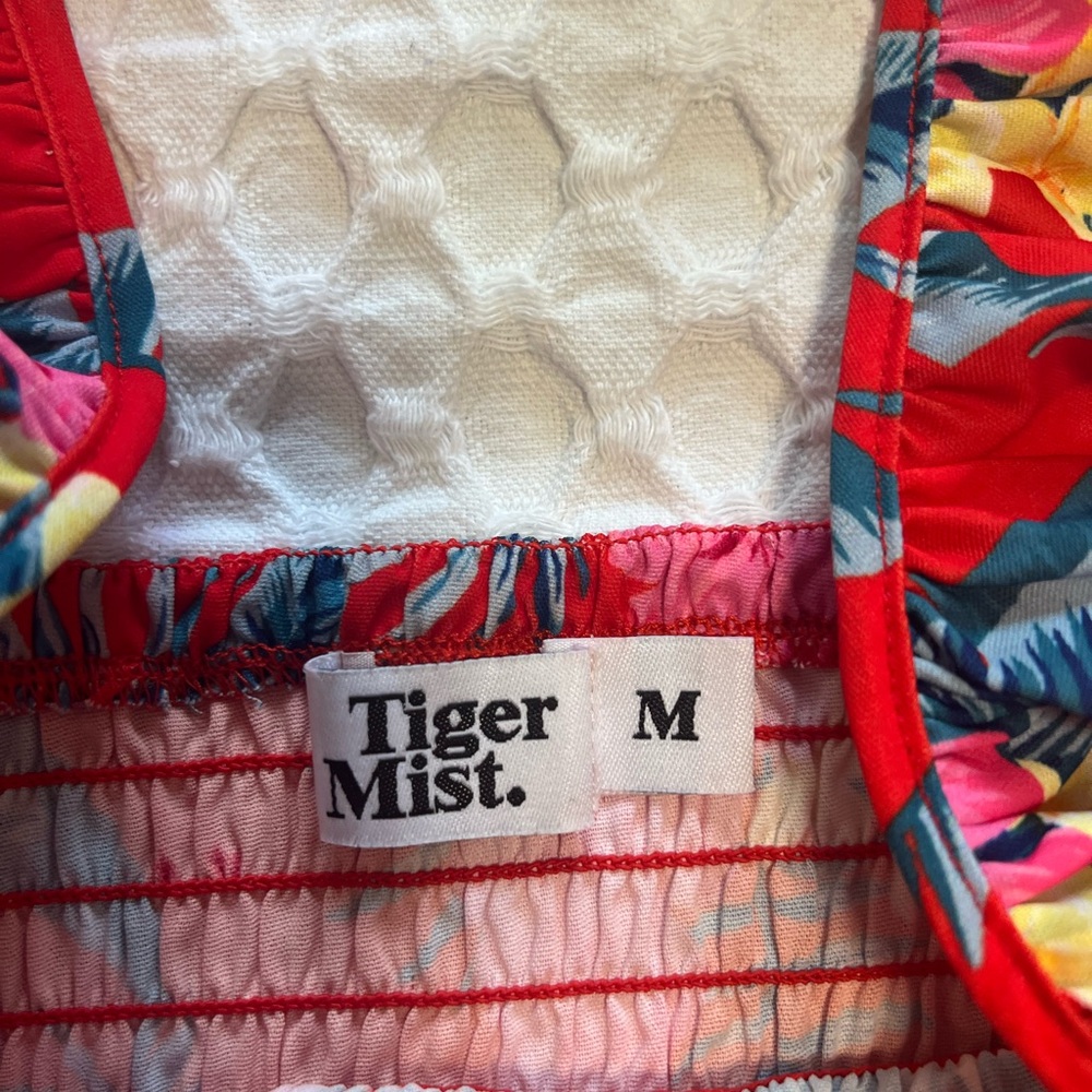 Tiger Mist Smocked Tropical Crop Top - Picture 2 of 6